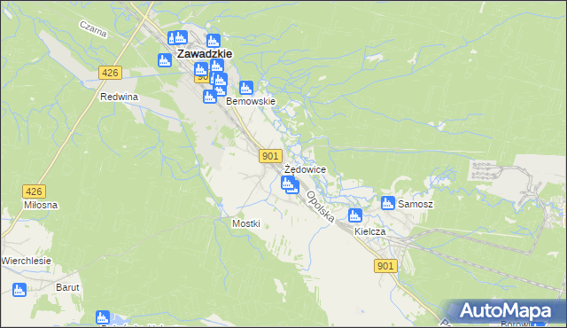 mapa Żędowice, Żędowice na mapie Targeo