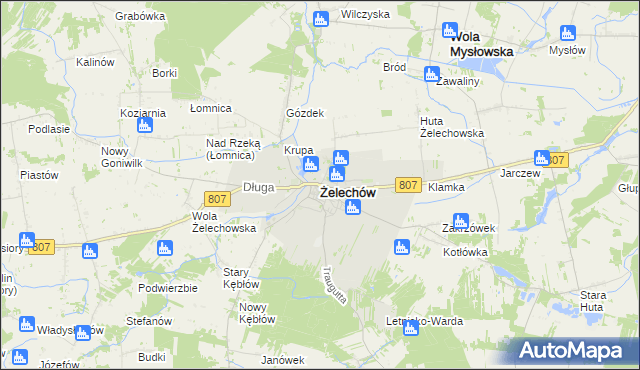 mapa Żelechów powiat garwoliński, Żelechów powiat garwoliński na mapie Targeo