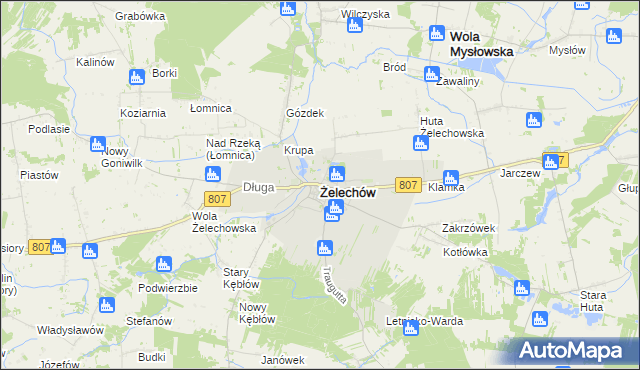 mapa Żelechów powiat garwoliński, Żelechów powiat garwoliński na mapie Targeo