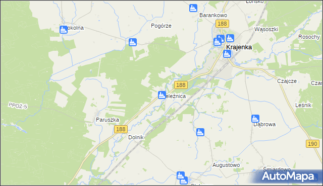 mapa Żeleźnica gmina Krajenka, Żeleźnica gmina Krajenka na mapie Targeo