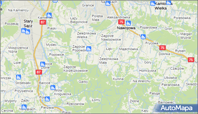 mapa Żeleźnikowa Mała, Żeleźnikowa Mała na mapie Targeo