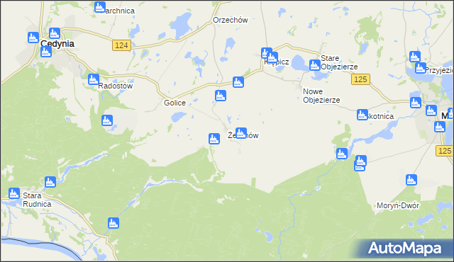 mapa Żelichów gmina Cedynia, Żelichów gmina Cedynia na mapie Targeo