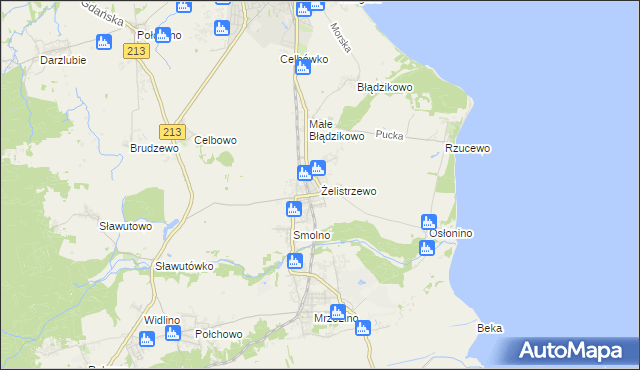 mapa Żelistrzewo, Żelistrzewo na mapie Targeo