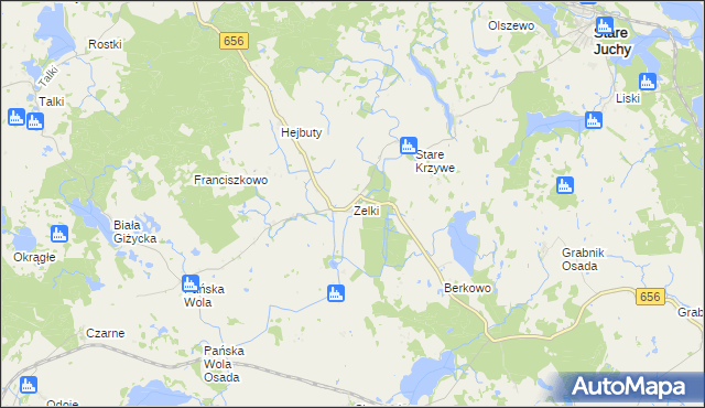 mapa Zelki, Zelki na mapie Targeo