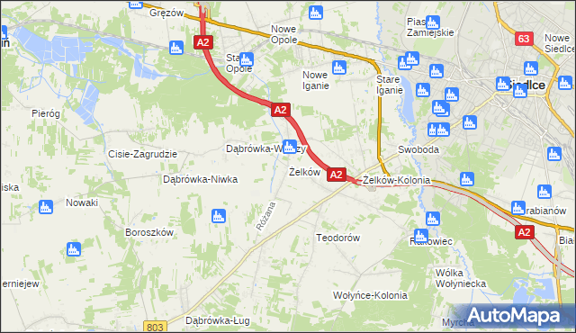 mapa Żelków, Żelków na mapie Targeo