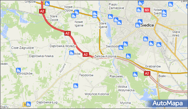 mapa Żelków-Kolonia, Żelków-Kolonia na mapie Targeo