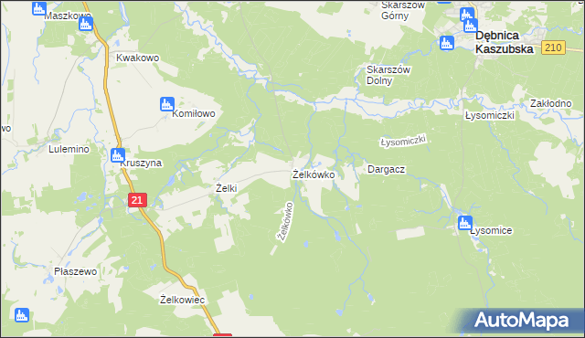 mapa Żelkówko, Żelkówko na mapie Targeo