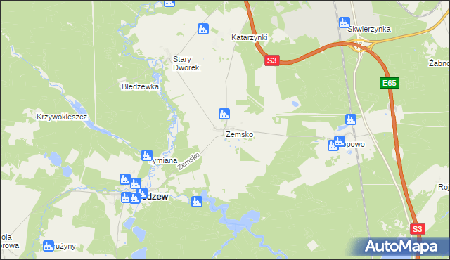 mapa Zemsko gmina Bledzew, Zemsko gmina Bledzew na mapie Targeo