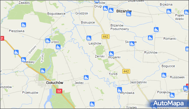 mapa Żerniki gmina Blizanów, Żerniki gmina Blizanów na mapie Targeo
