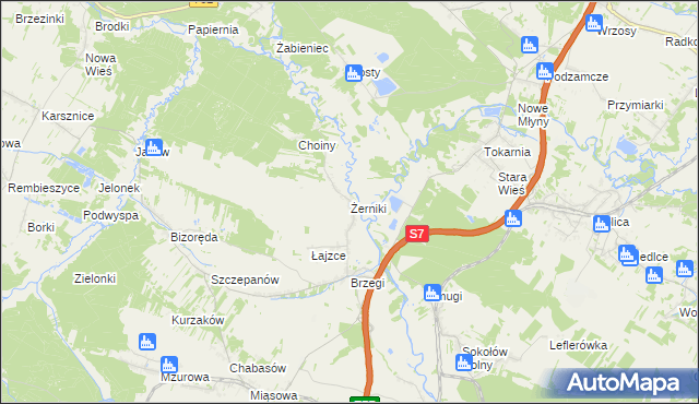 mapa Żerniki gmina Sobków, Żerniki gmina Sobków na mapie Targeo