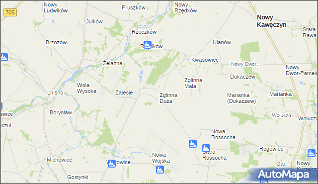 mapa Zglinna Duża, Zglinna Duża na mapie Targeo