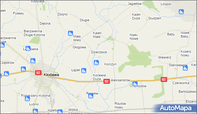 mapa Zieleniec gmina Chodów, Zieleniec gmina Chodów na mapie Targeo