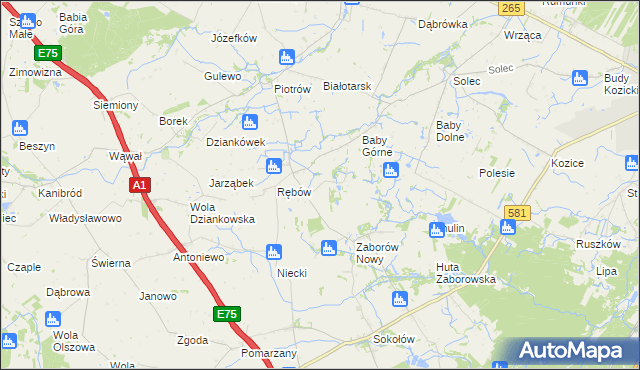 mapa Zieleniec gmina Gostynin, Zieleniec gmina Gostynin na mapie Targeo