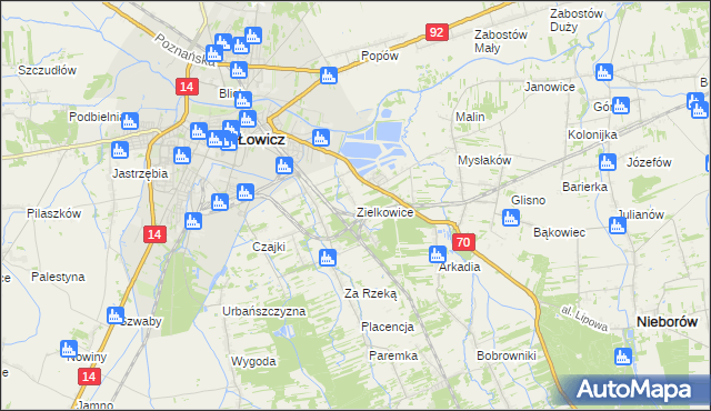 mapa Zielkowice, Zielkowice na mapie Targeo