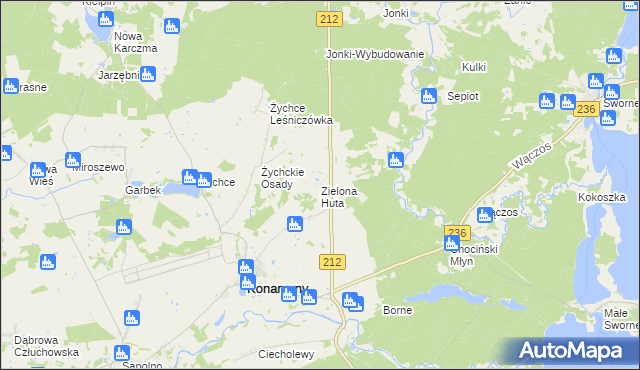 mapa Zielona Huta, Zielona Huta na mapie Targeo