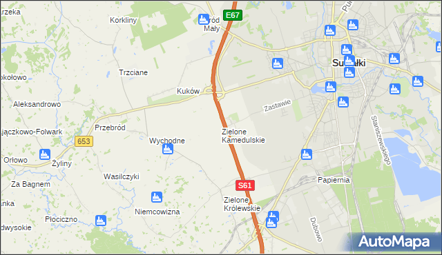 mapa Zielone Kamedulskie, Zielone Kamedulskie na mapie Targeo