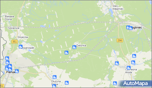 mapa Zielonka gmina Węgliniec, Zielonka gmina Węgliniec na mapie Targeo