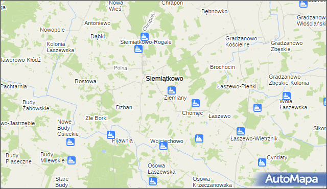 mapa Ziemiany gmina Siemiątkowo, Ziemiany gmina Siemiątkowo na mapie Targeo