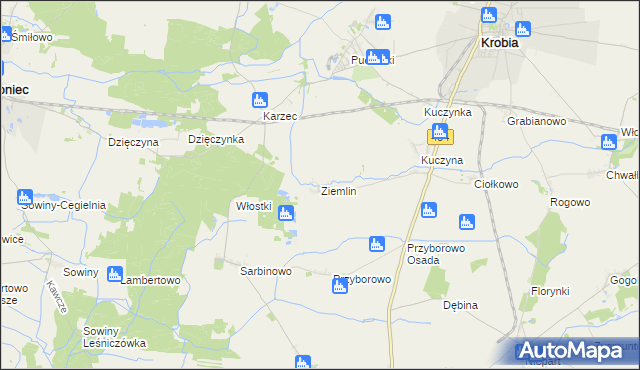 mapa Ziemlin, Ziemlin na mapie Targeo