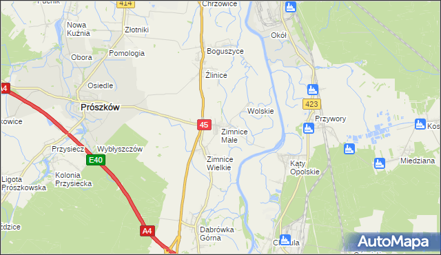 mapa Zimnice Małe, Zimnice Małe na mapie Targeo