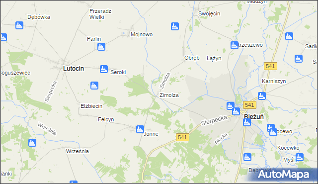 mapa Zimolza, Zimolza na mapie Targeo