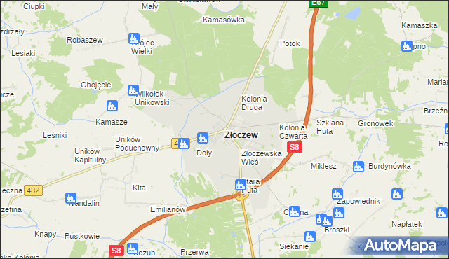 mapa Złoczew, Złoczew na mapie Targeo