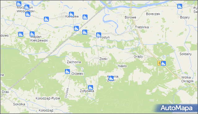 mapa Złotki gmina Sadowne, Złotki gmina Sadowne na mapie Targeo