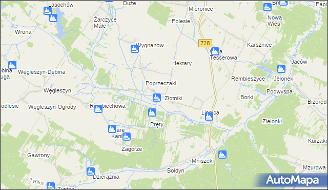 mapa Złotniki gmina Małogoszcz, Złotniki gmina Małogoszcz na mapie Targeo