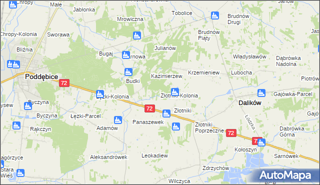 mapa Złotniki-Kolonia, Złotniki-Kolonia na mapie Targeo