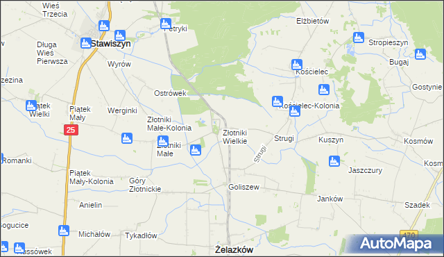 mapa Złotniki Wielkie, Złotniki Wielkie na mapie Targeo