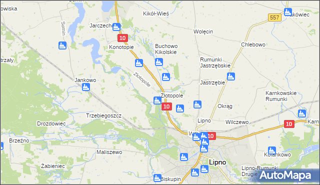 mapa Złotopole gmina Lipno, Złotopole gmina Lipno na mapie Targeo