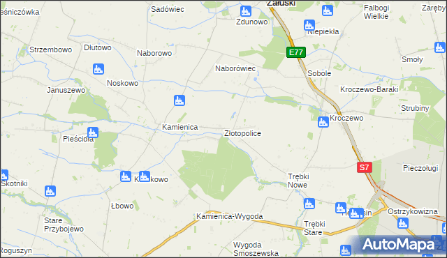 mapa Złotopolice, Złotopolice na mapie Targeo