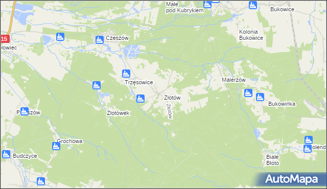 mapa Złotów gmina Zawonia, Złotów gmina Zawonia na mapie Targeo