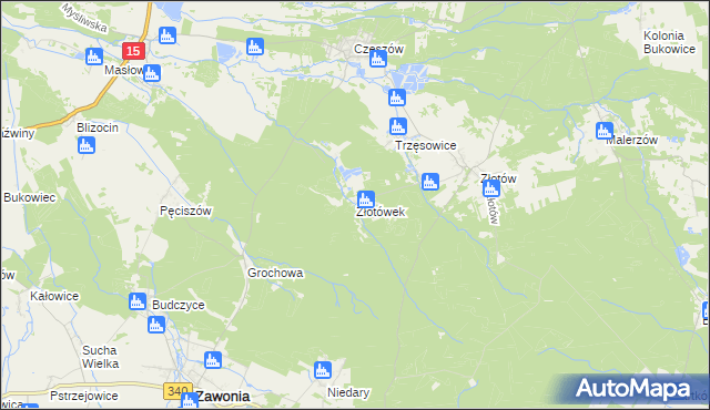 mapa Złotówek, Złotówek na mapie Targeo