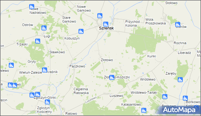 mapa Złotowo gmina Szreńsk, Złotowo gmina Szreńsk na mapie Targeo