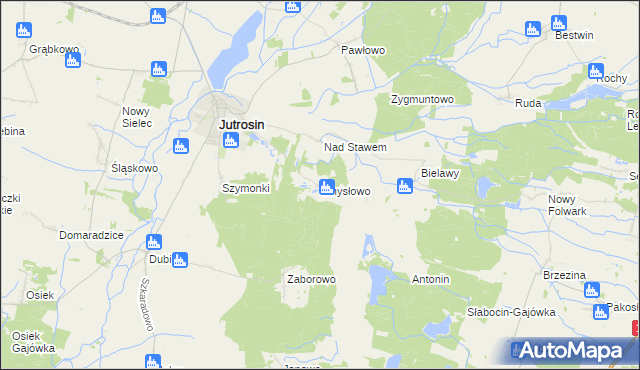 mapa Zmysłowo gmina Jutrosin, Zmysłowo gmina Jutrosin na mapie Targeo