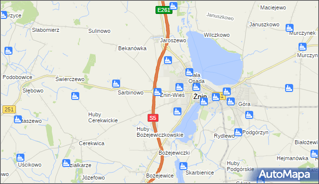 mapa Żnin-Wieś, Żnin-Wieś na mapie Targeo