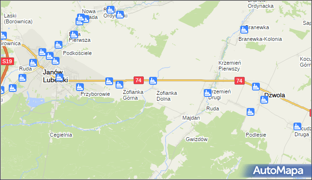 mapa Zofianka Dolna, Zofianka Dolna na mapie Targeo