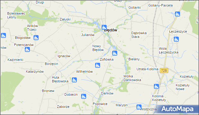 mapa Zofiówka gmina Błędów, Zofiówka gmina Błędów na mapie Targeo