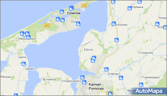 mapa Żółcino, Żółcino na mapie Targeo