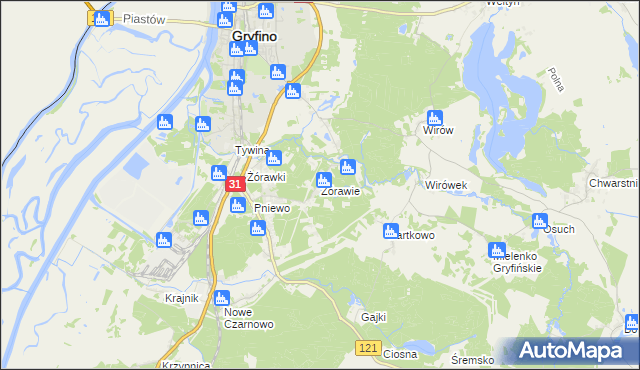mapa Żórawie, Żórawie na mapie Targeo
