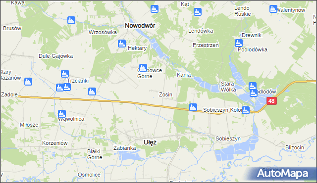 mapa Zosin gmina Ułęż, Zosin gmina Ułęż na mapie Targeo