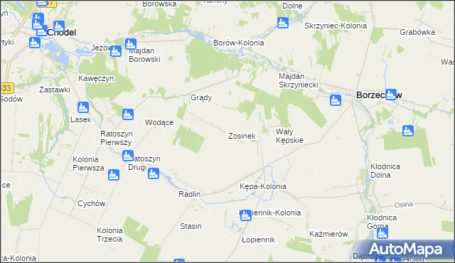 mapa Zosinek gmina Chodel, Zosinek gmina Chodel na mapie Targeo