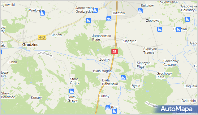 mapa Zosinki, Zosinki na mapie Targeo