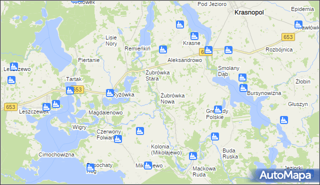 mapa Żubrówka Nowa, Żubrówka Nowa na mapie Targeo