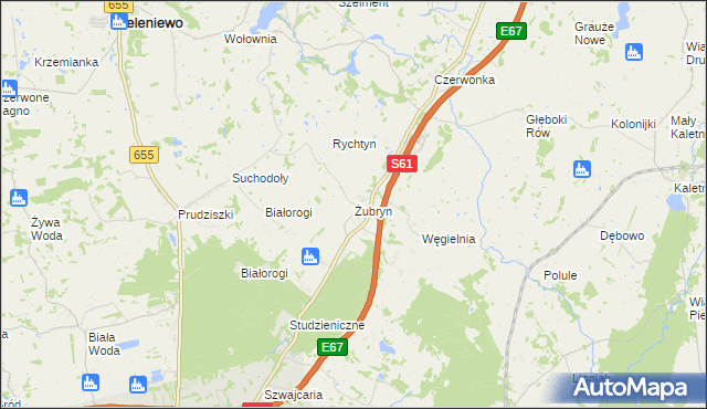 mapa Żubryn, Żubryn na mapie Targeo