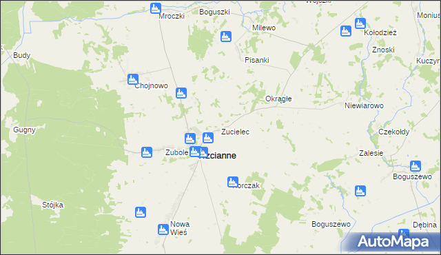 mapa Zucielec, Zucielec na mapie Targeo