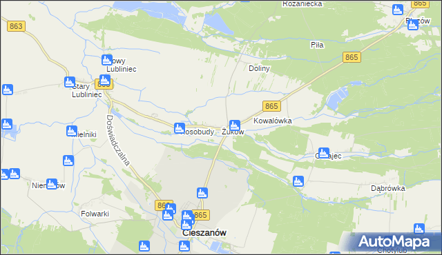 mapa Żuków gmina Cieszanów, Żuków gmina Cieszanów na mapie Targeo