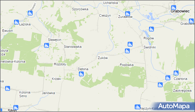 mapa Żuków gmina Miączyn, Żuków gmina Miączyn na mapie Targeo