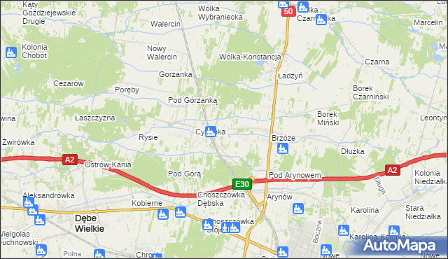 mapa Żuków gmina Mińsk Mazowiecki, Żuków gmina Mińsk Mazowiecki na mapie Targeo